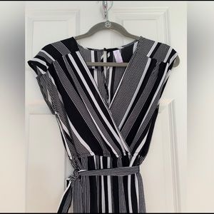 No Boundaries Black and White Striped Romper